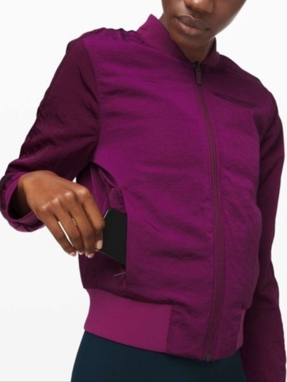 Lululemon NonStop Reversible Bomber Jacket In Ripened Raspberry- EUC - Picture 3 of 16